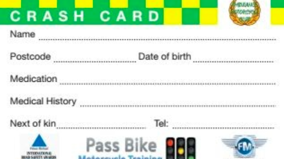 Emergency services urge bikers to carry crash cards